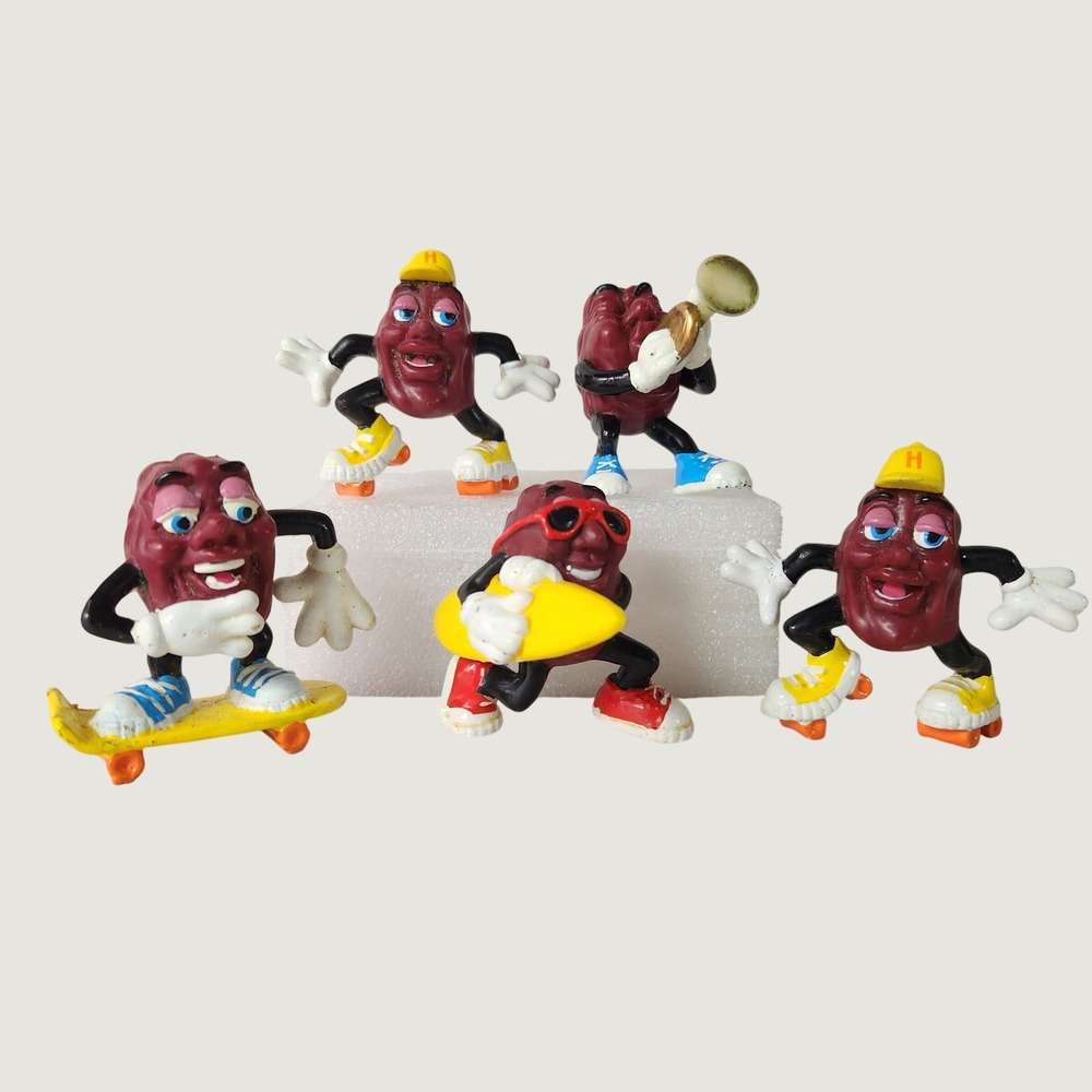 Vintage 1980s California Raisins PVC Figures Lot of 5 Surf Skate Roller Sax